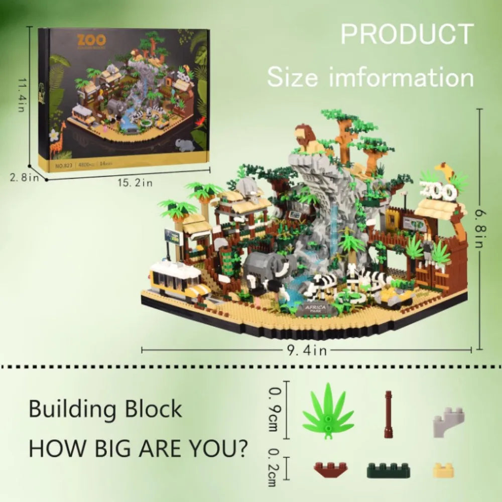 Zoo Building Miniature Building Block Set - 4,800 pieces, Zoo Mini building block model Set toys